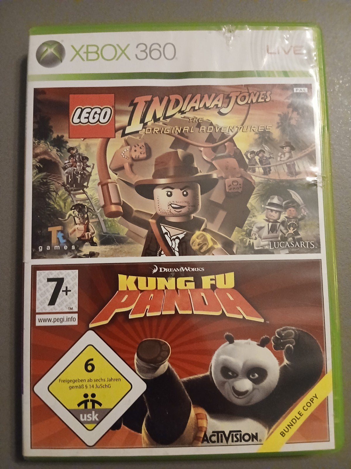 LEGO Indiana Jones & Kung Fu Panda Xbox 360 (Bundle), Spelcomputers en Games, Ophalen, Gebruikt, Avontuur en Actie, Vanaf 7 jaar
