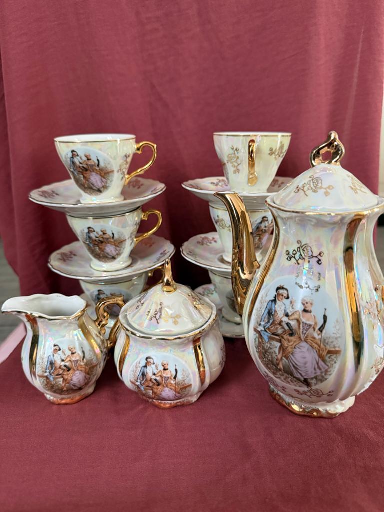Vintage Porseleinen Melkkan en Suikerpot Set - Romantisch, Antiek en Kunst, Antiek | Porselein, Ophalen of Verzenden