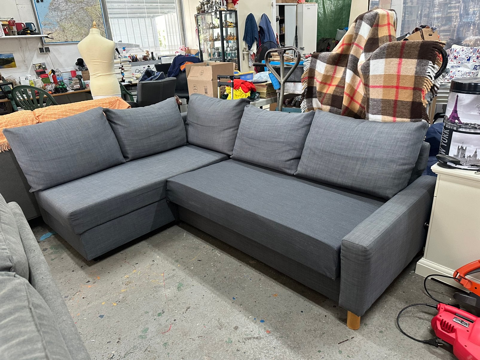 Hoekbank evt als slaapbank te gebruiken, Ophalen, Tweepersoons, 140 cm, Zo goed als nieuw