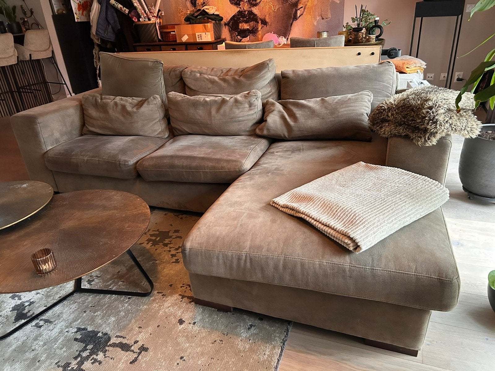 Hoekbankstel Taupe - HACO - Gebruikt, Ophalen, Gebruikt