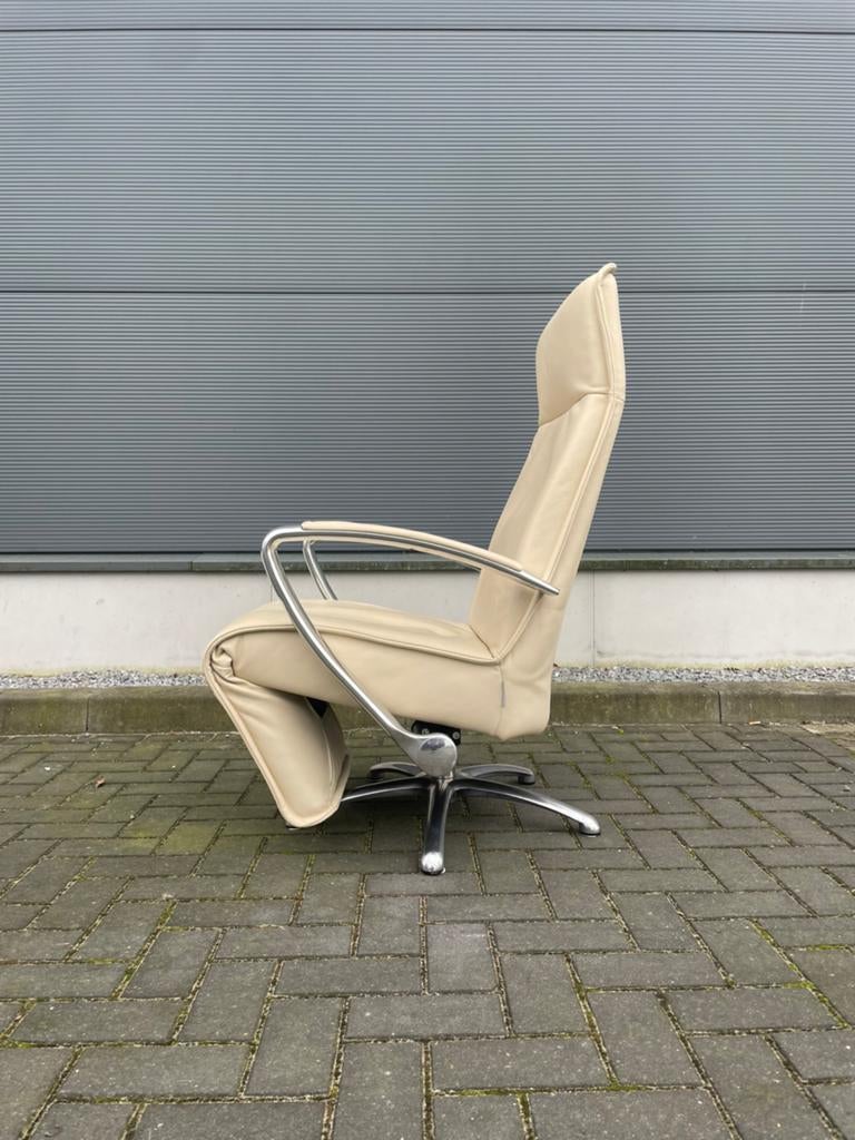 Witte leren W. schillig relax fauteuil / relax stoel, Ophalen of Verzenden, Zo goed als nieuw, Nvt, Nvt