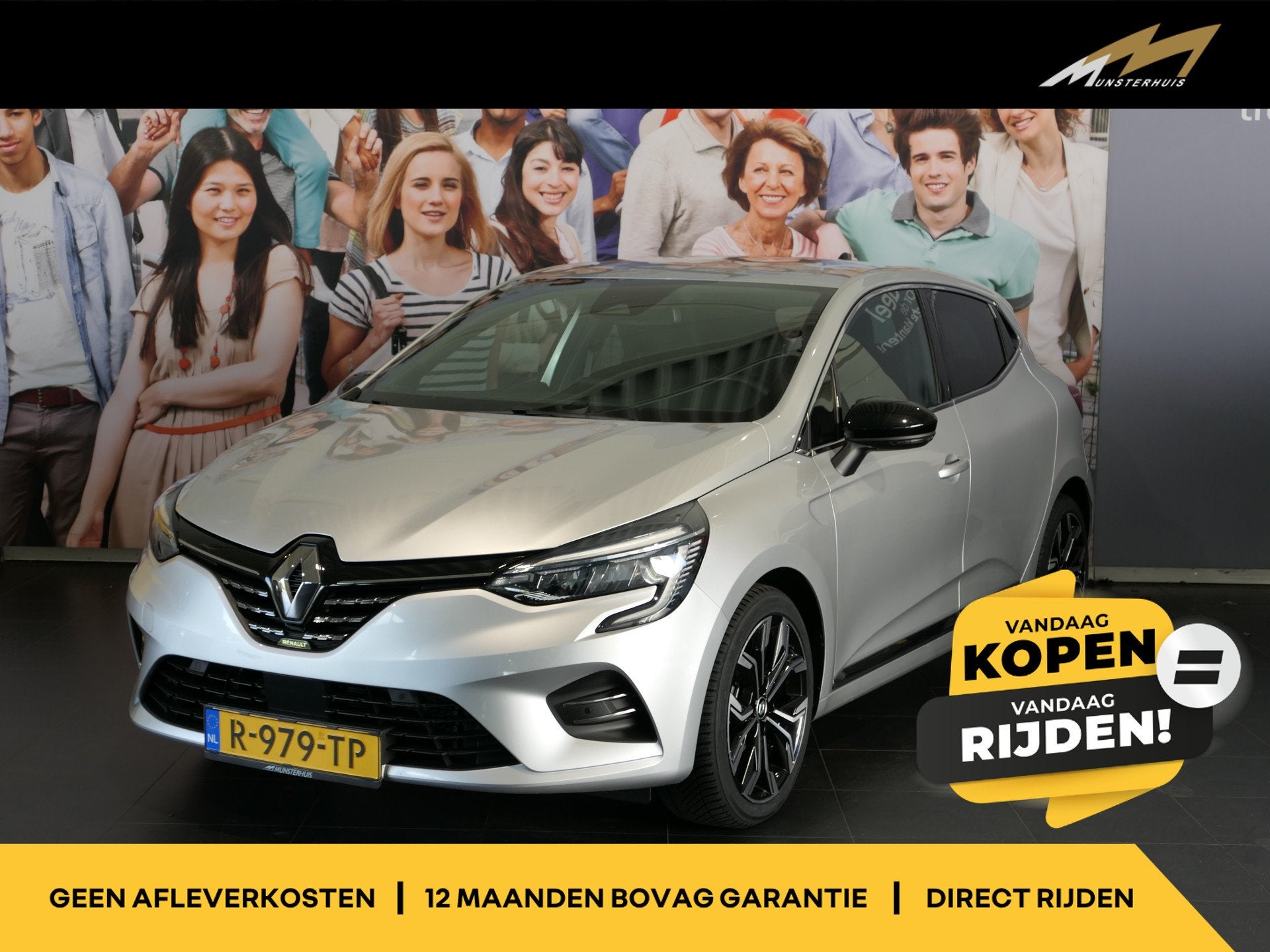 Renault Clio 1.0 TCe 90 Techno - Dealer onderhouden - 17" LM, Dealer onderhouden, Gebruikt, Leder en Stof, 49 €/maand