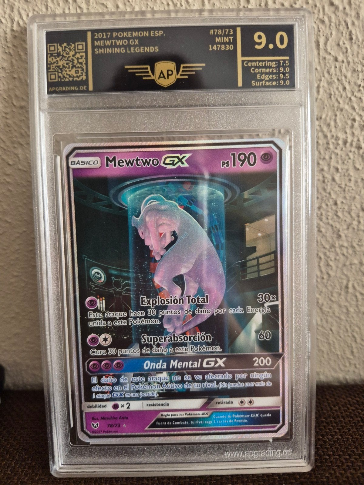 Mewtwo GX 78/73 Shining Legends PSA 9 Pokémon Kaart, Ophalen, Zo goed als nieuw, Losse kaart