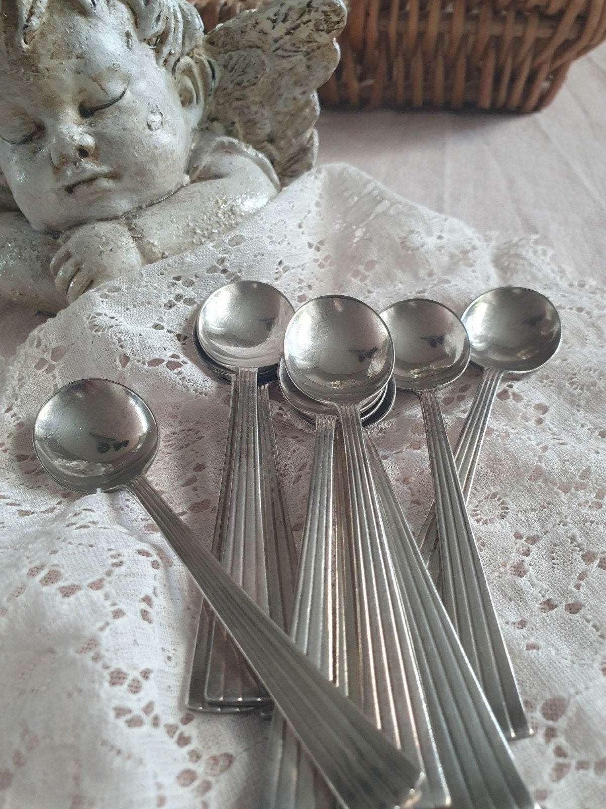 Set van 10 vintage verzilverde theelepeltjes Herman Hooykaas, Ophalen of Verzenden