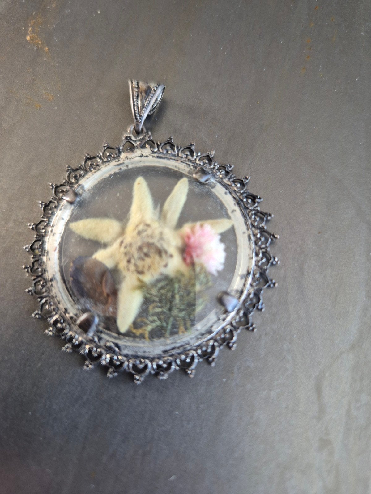 Vintage Edelweiss Hanger met Bloemen en Mos, Ophalen of Verzenden, Overige materialen