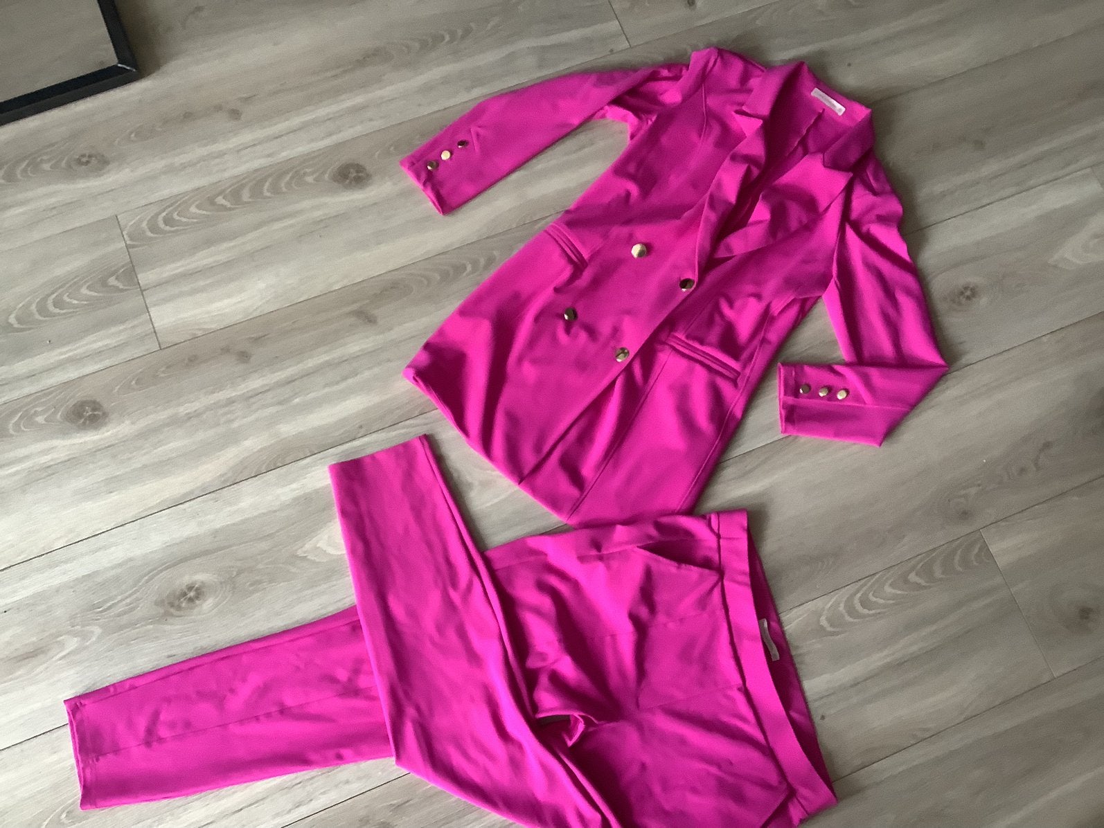 Studio Anneleos bonded travelstof pak fuchsia xl, Kostuum of Pak, Verzenden, Maat 46/48 (XL) of groter, Zo goed als nieuw
