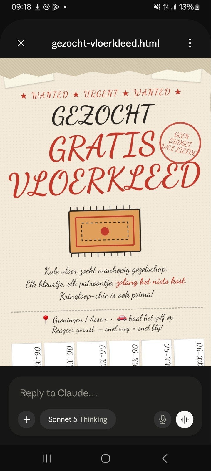 Gezocht: Gratis vloerkleed ter decoratie (geen budget), Huis en Inrichting, Stoffering | Tapijten en Kleden, Ophalen of Verzenden