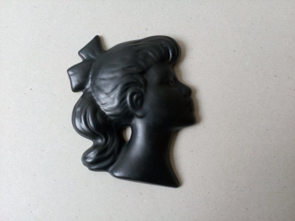 Keramiek meisjeshoofd. Vintage. Kekke keramiek.Zwart., Ophalen of Verzenden
