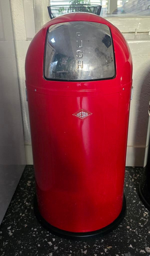 Wesco Pushboy afvalemmer rood - 50 liter, Ophalen, Gebruikt, 40 liter of meer, Metaal