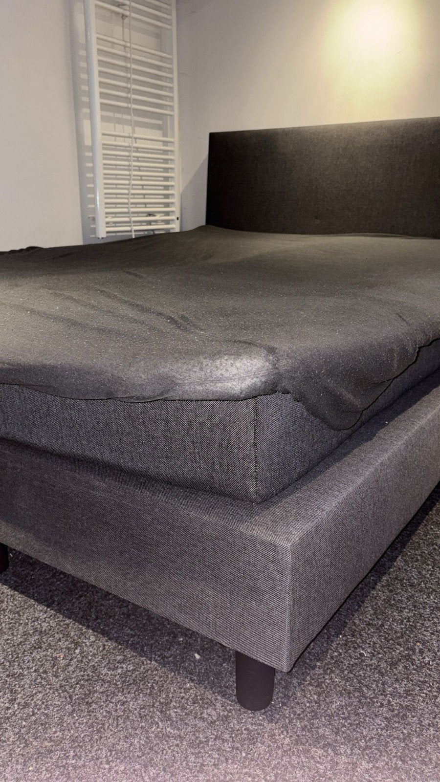 Tweepersoons boxspring met hoofdbord en topper, Gebruikt, Tweepersoons, Ophalen of Verzenden, 200 cm