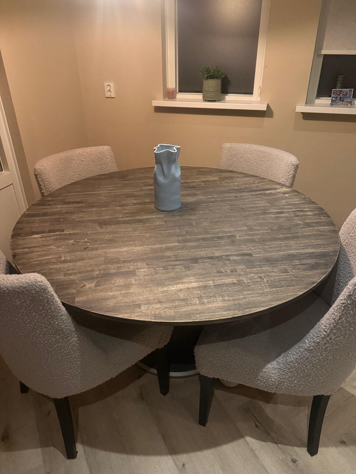 Ronde eettafel 140 cm rubberwood, Ophalen, Gebruikt, 100 tot 150 cm, Rond