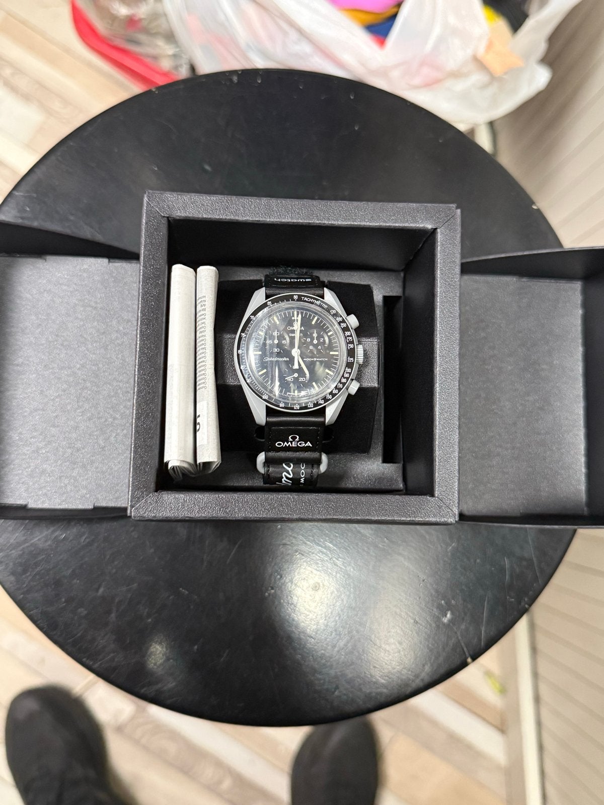 Omega x Swatch Moonswatch Mission to the Moon 42 mm, Ophalen of Verzenden, Zo goed als nieuw