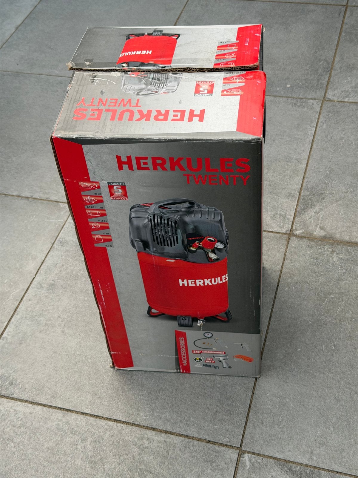 Herkules Twenty Compressor met accessoires, Ophalen, 10 bar of meer, Nieuw, 25 tot 100 liter