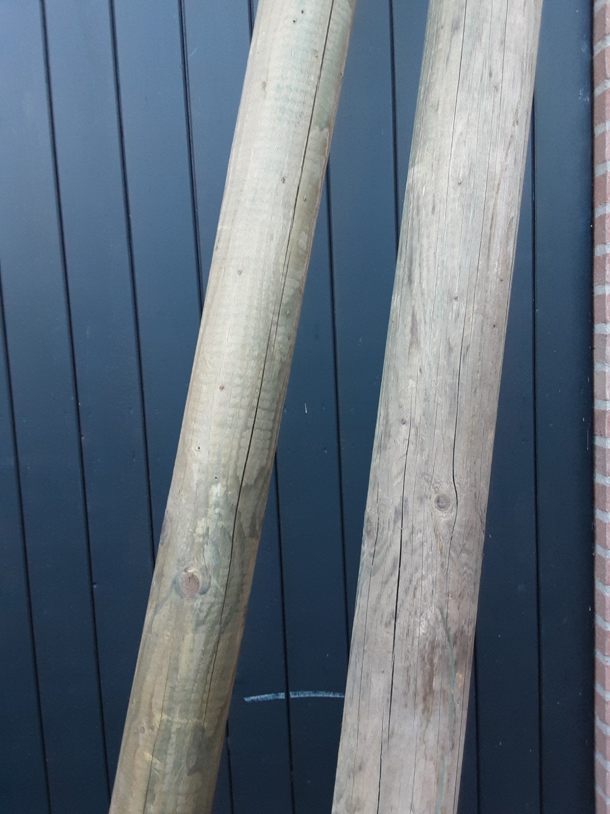 Ronde palen 3 m, Doe-het-zelf en Verbouw, Hout en Planken, 50 mm of meer, Balk, Ophalen, Geïmpregneerd
