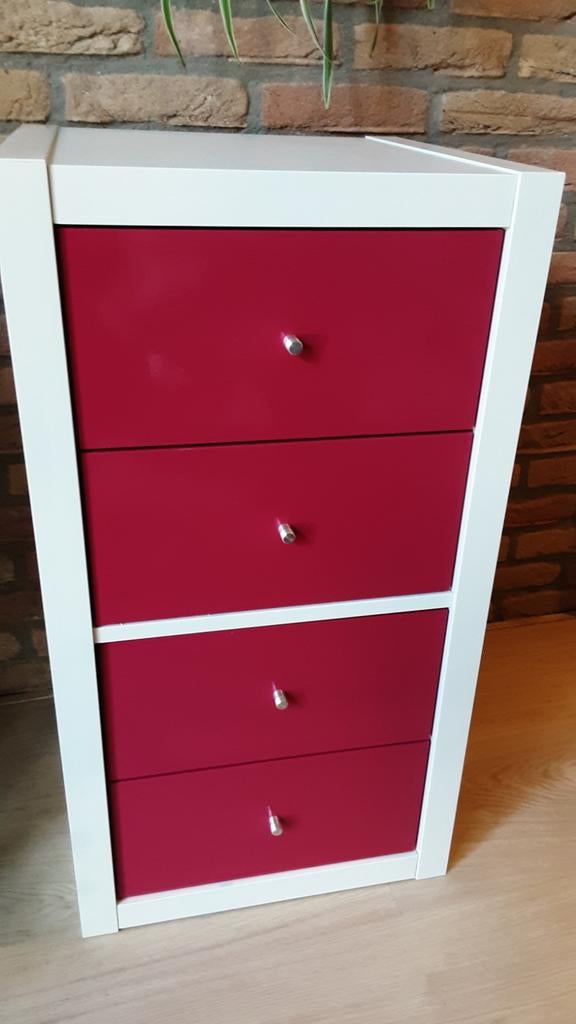 Ikea Kallax kast met 3 lades - Roze/Wit, Ophalen, Overige materialen, Minder dan 50 cm, Gebruikt