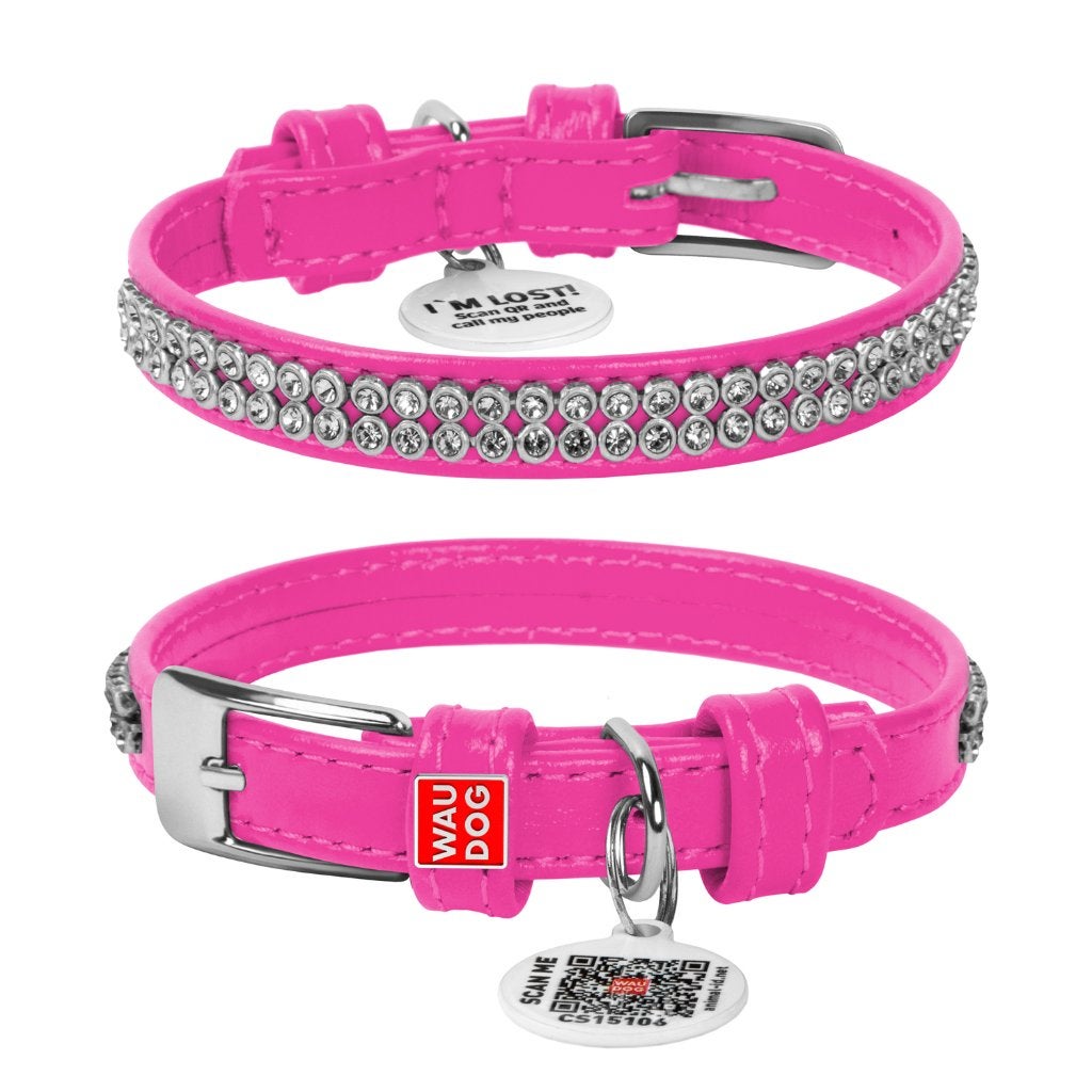 WAUDOG Glamour Halsband Leder Roze XXS Nek 18-21 cm -50%!!!, Ophalen of Verzenden, Handgemaakt, Nieuw