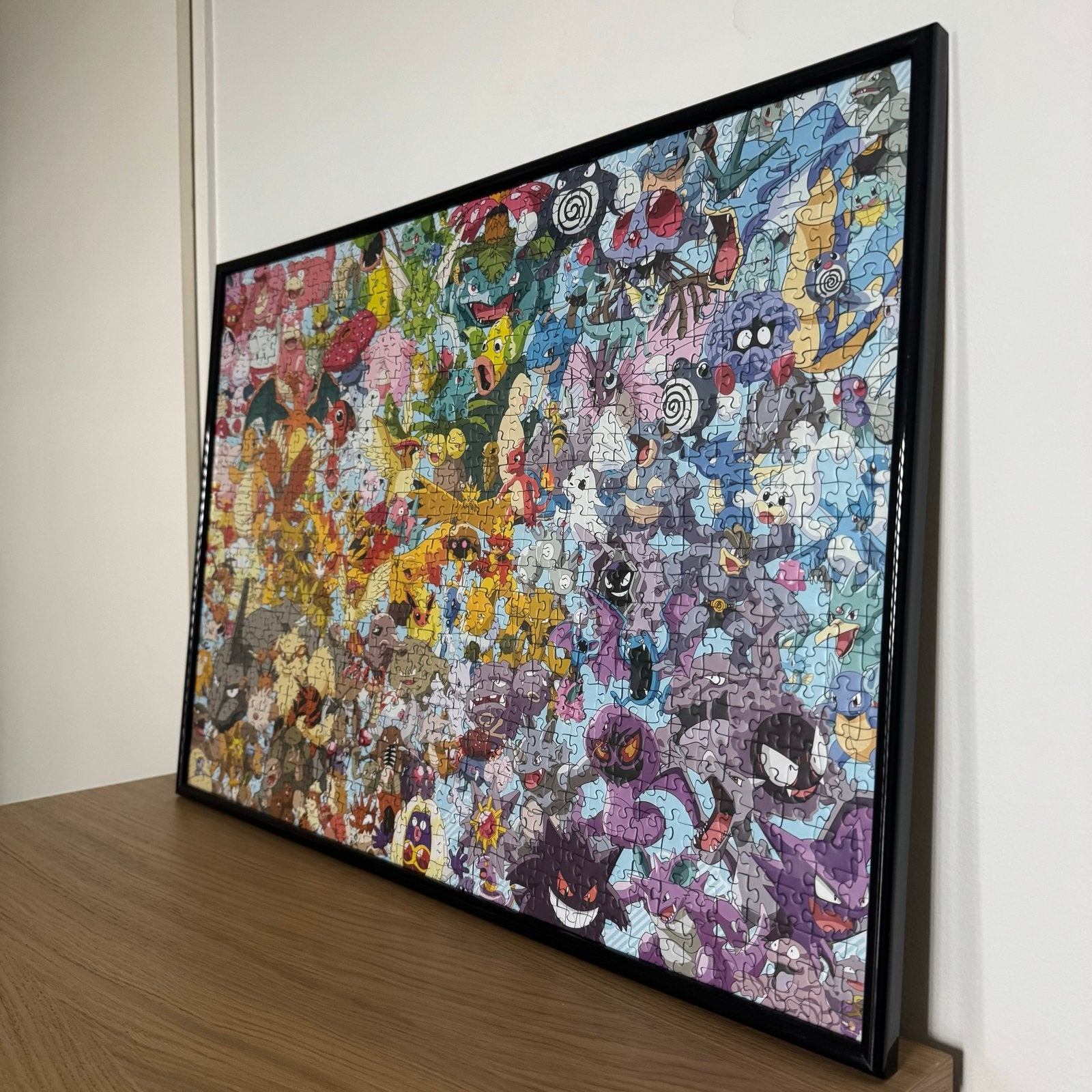 50x70 cm Ingelijste Pokémon poster incl. Zwart Glazen Frame, 50 cm, Met glas, Zwart, 70 cm