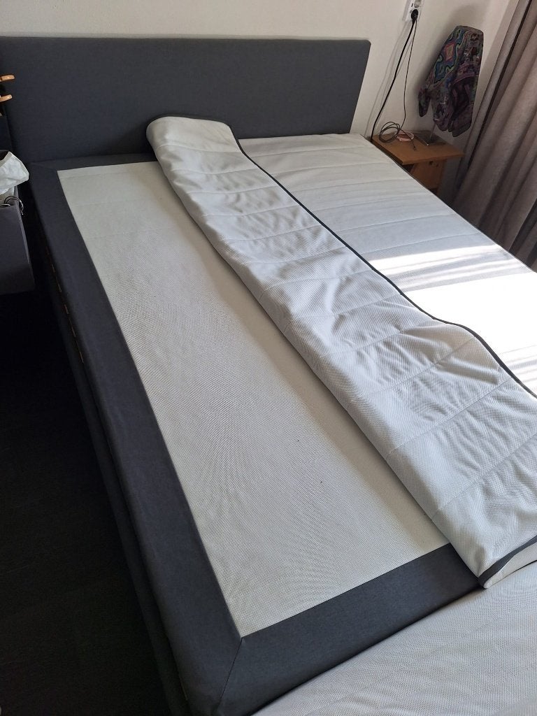 Bed te koop, Ikea Sabovik, 200x160, Ophalen, Blauw, Tweepersoons, Zo goed als nieuw