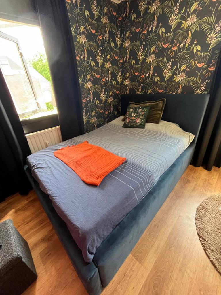 Bed goossens, Huis en Inrichting, Slaapkamer | Bedden, Ophalen, Blauw, Tweepersoons, 140 cm