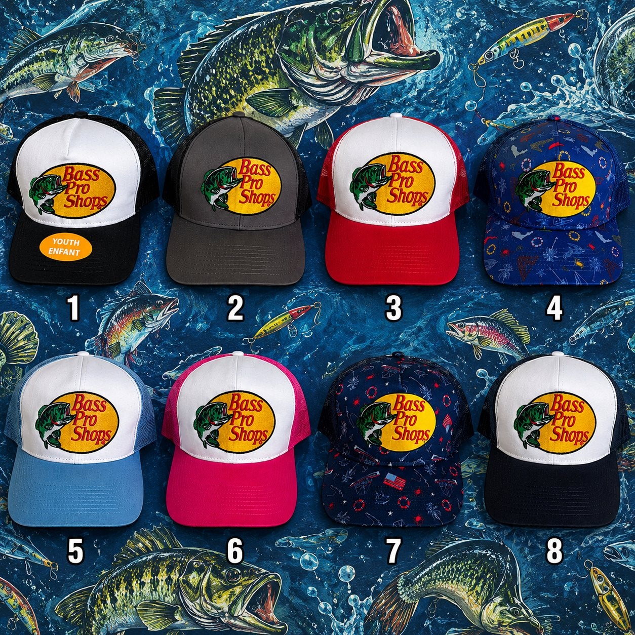 NEW Bass Pro Shops Trucker pet cap - 8  Kleuren, Ophalen of Verzenden, Nieuw, One size fits all, Pet