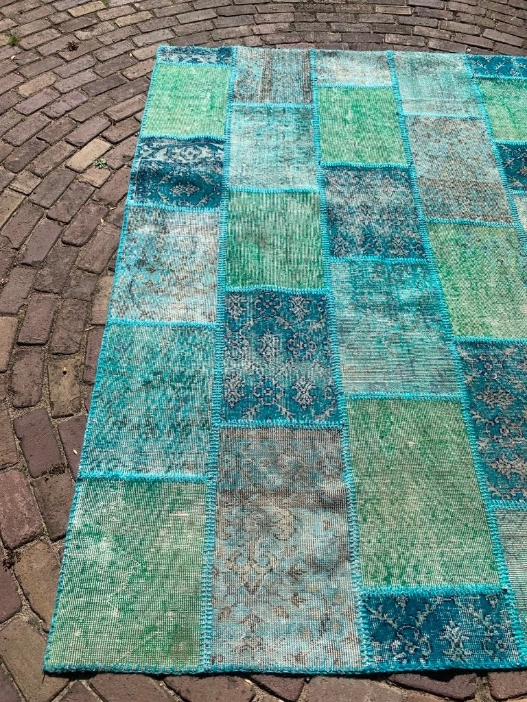 Groene Vloerkleed, Blauw, Ophalen of Verzenden, Zo goed als nieuw, Rechthoekig