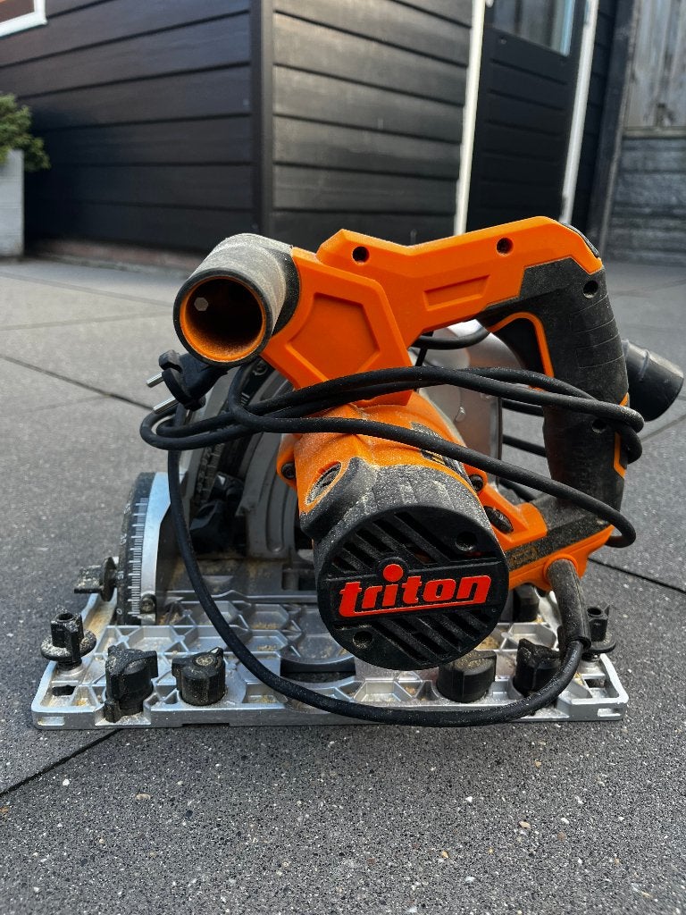 Triton TTS1400 Invalcirkelzaag + geleider 1.50m (nieuw), Ophalen, Gebruikt, Invalzaag, 70 mm of meer