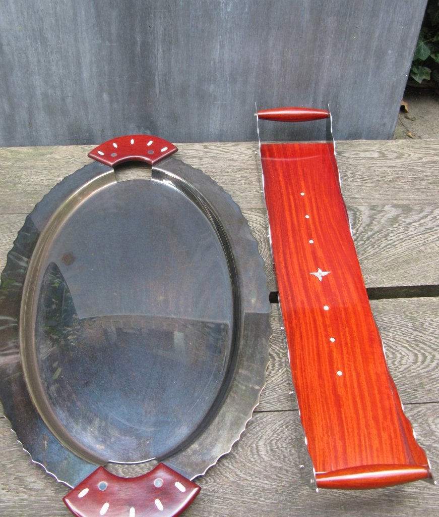 BOREK SIPEK  TRAY/DIENBLAD DESIGN HOUT + METAAL, Antiek en Kunst, Kunst | Designobjecten, Ophalen of Verzenden, Schaal, Hout