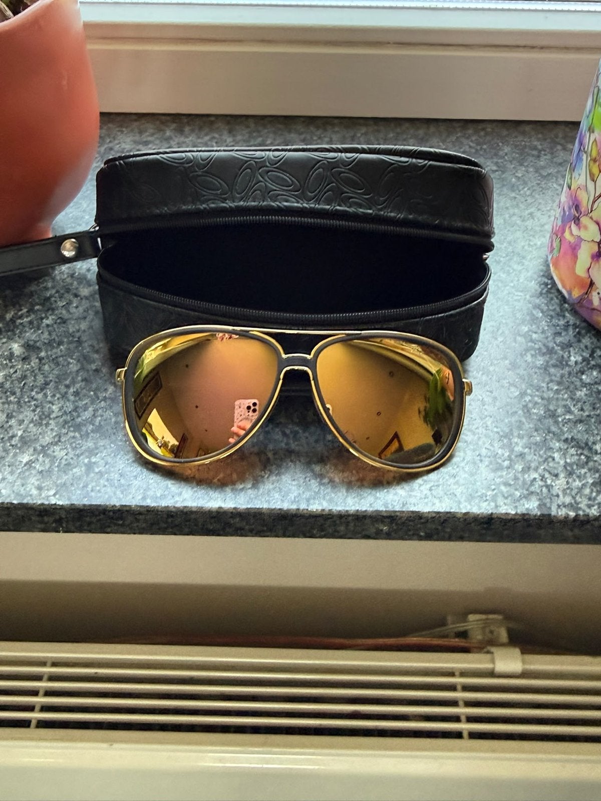 Oakley Split Zonnebril met Gouden Montuur en Prizm Glazen, Gebruikt, Zonnebril, Oranje, Ophalen of Verzenden