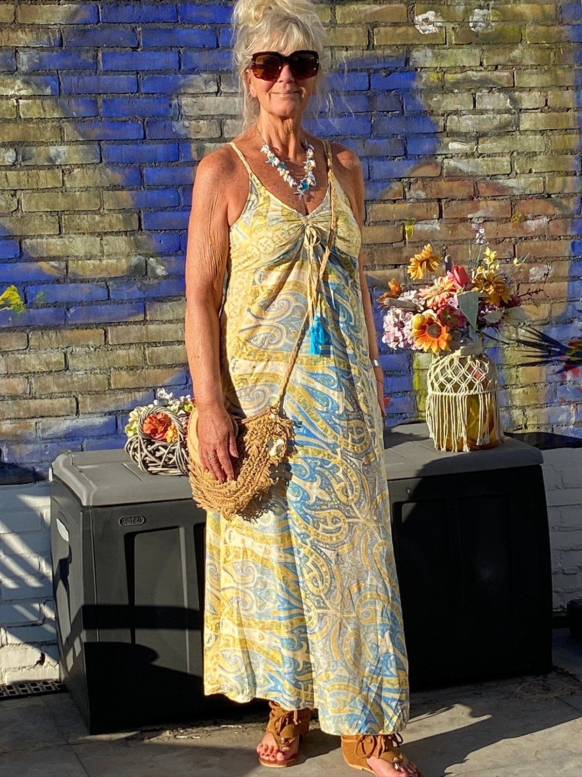 Ibiza jurk Boho Bohemien mt 38-40, Ophalen of Verzenden, Zo goed als nieuw, Maat 38/40 (M), Onder de knie