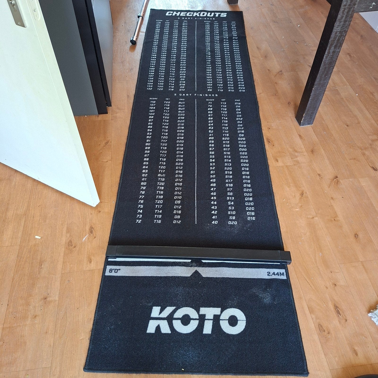 Koto Dartmat met Checkouts - Losse Oche, Sport en Fitness, Darts, Zo goed als nieuw, Overige typen, Ophalen