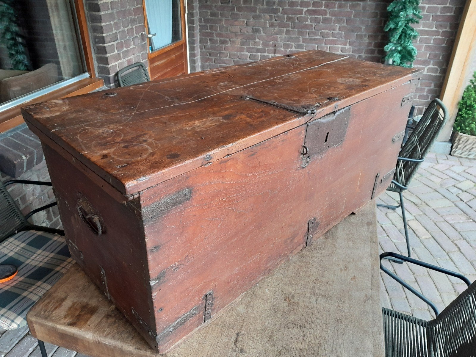 Authentieke VOC 1716 compagniekist scheepskist kist, Antiek en Kunst, Antiek | Woonaccessoires, Ophalen of Verzenden