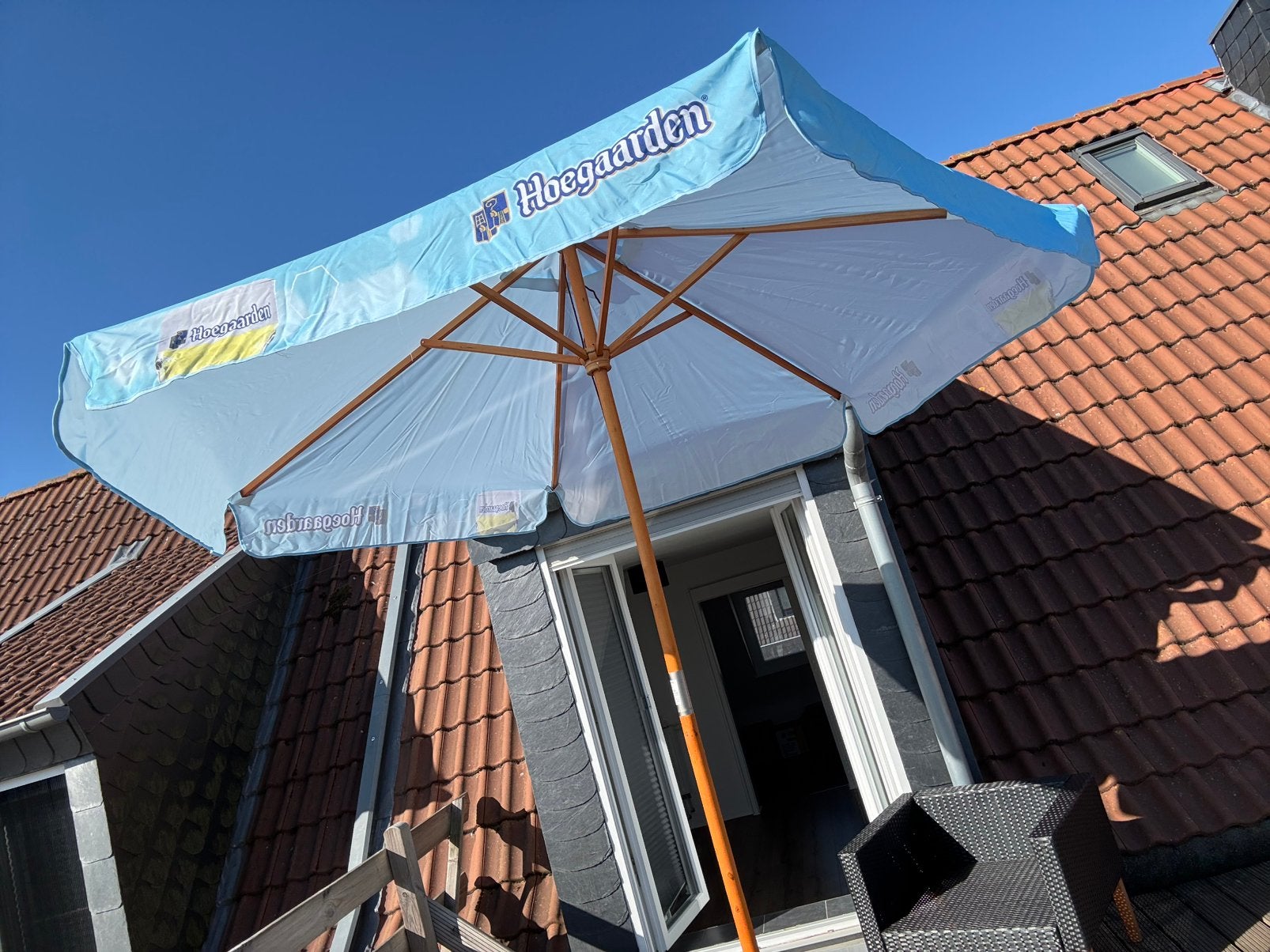 Hoegaarden Parasol voor bierliefhebbers - Als nieuw, Tuin en Terras, Parasols, Ophalen, Zo goed als nieuw
