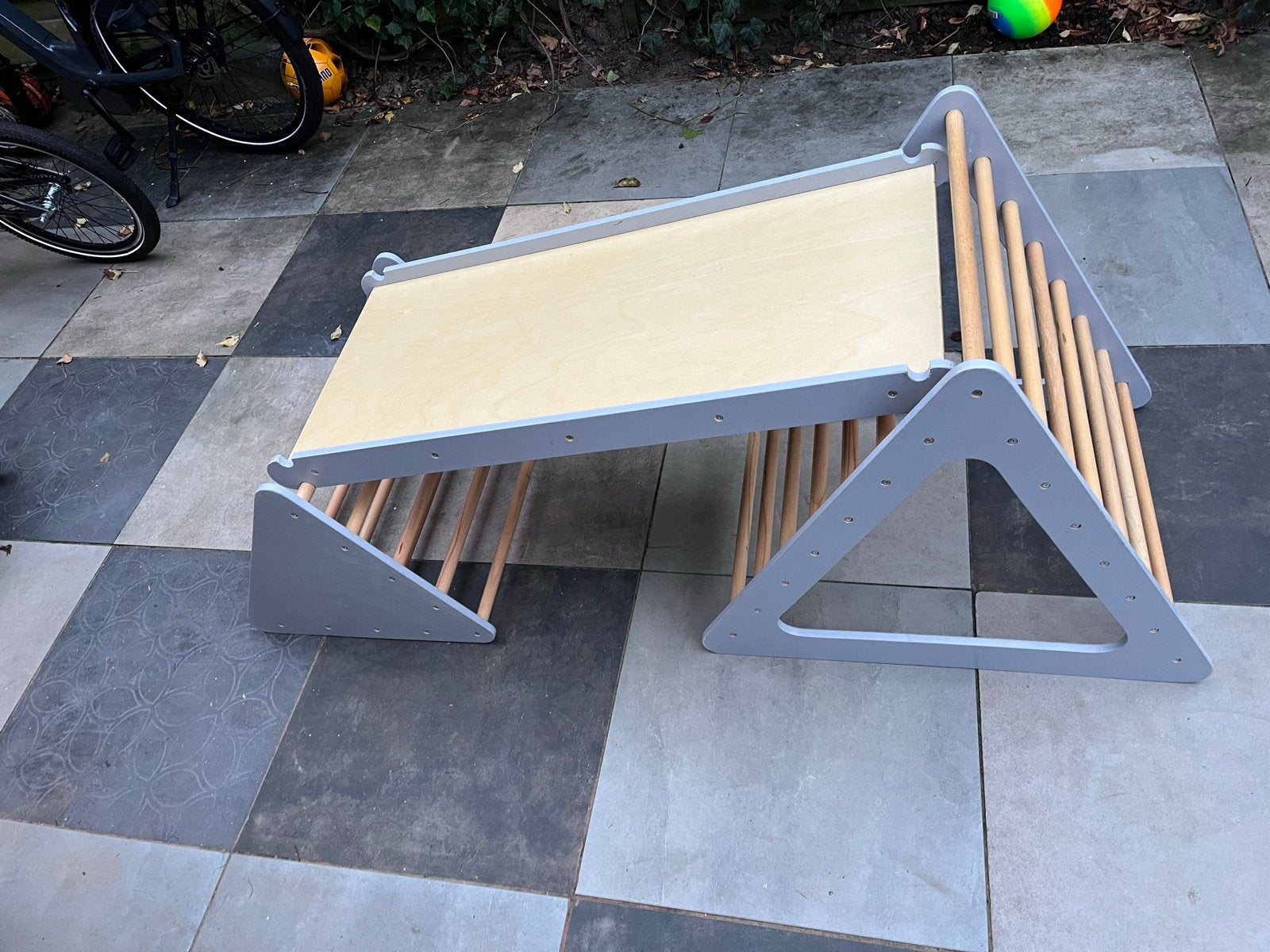 Houten klimtoestel met glijbaan, Ophalen, Gebruikt, Glijbaan