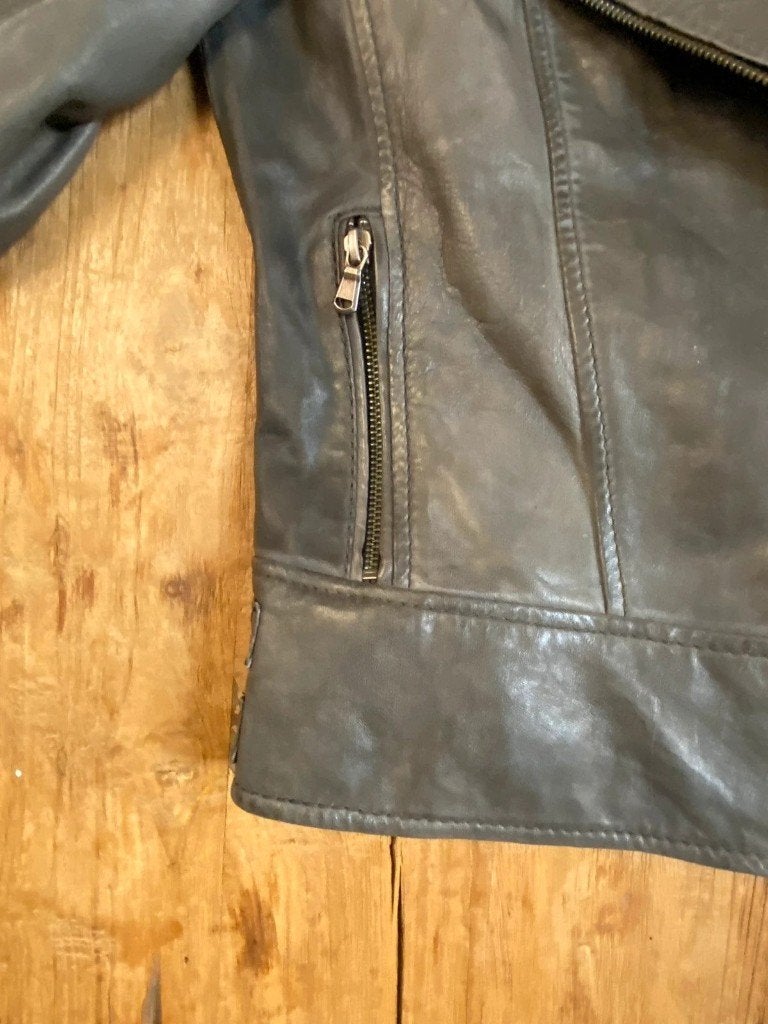 Stoere grijze echt lederen dames jas, Maat 46/48 (XL) of groter, Djt@dejuistetoon.eu, Ophalen of Verzenden, Mon Plaisir 19, Etten-Leur, Netherlands