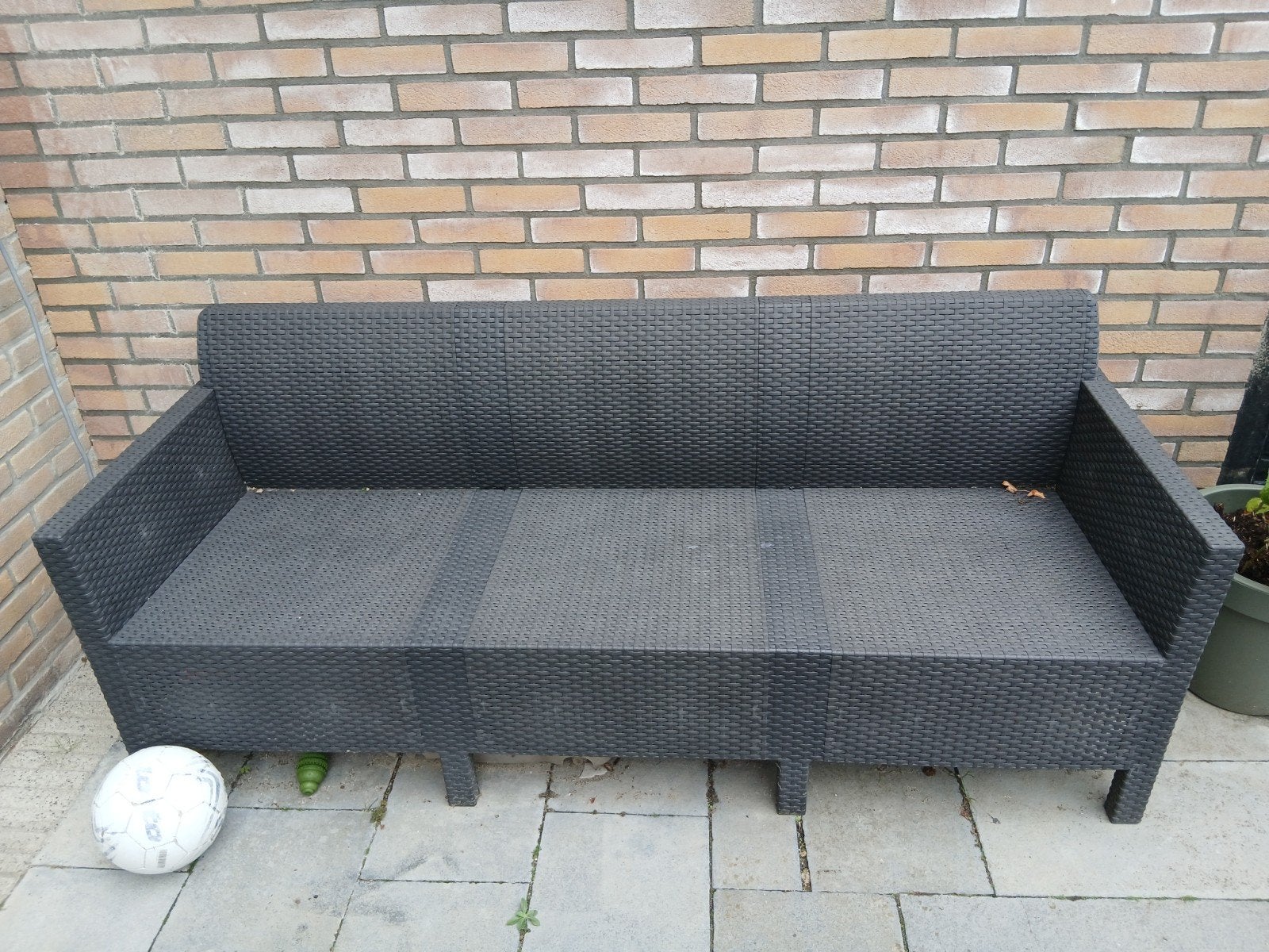Zwarte  Lounge Bank, Tuin en Terras, Tuinsets en Loungesets, Ophalen, Gebruikt, Loungeset, Wicker