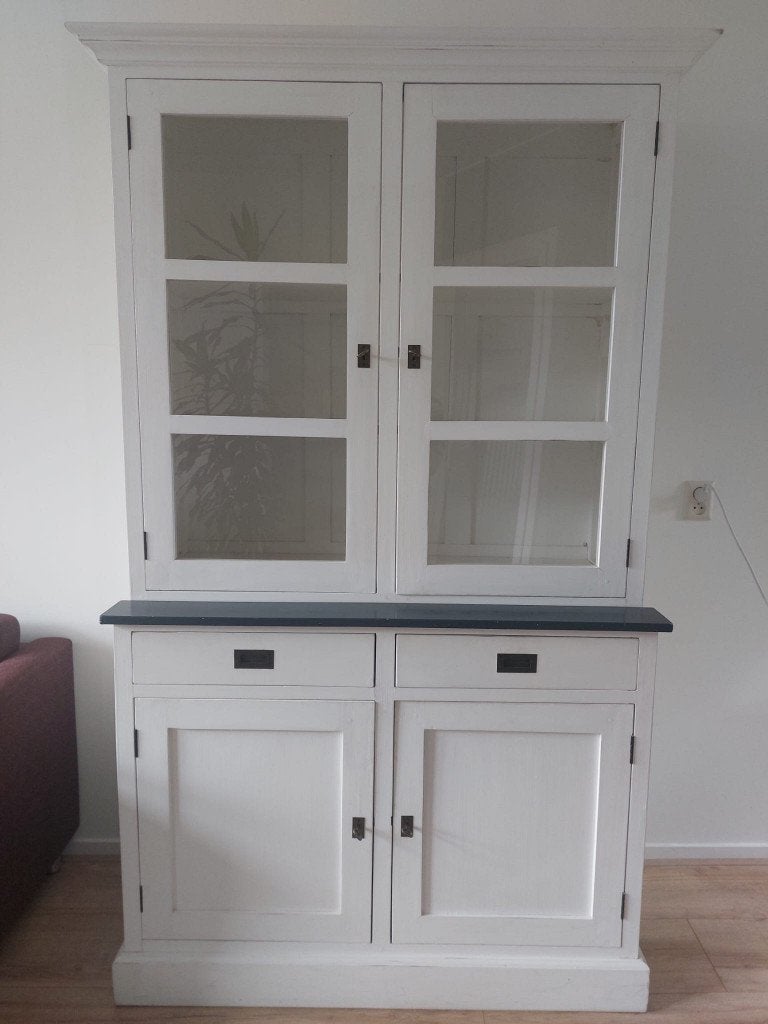 Wit houten buffetkast, Ophalen, Gebruikt, Met deur(en), 200 cm of meer