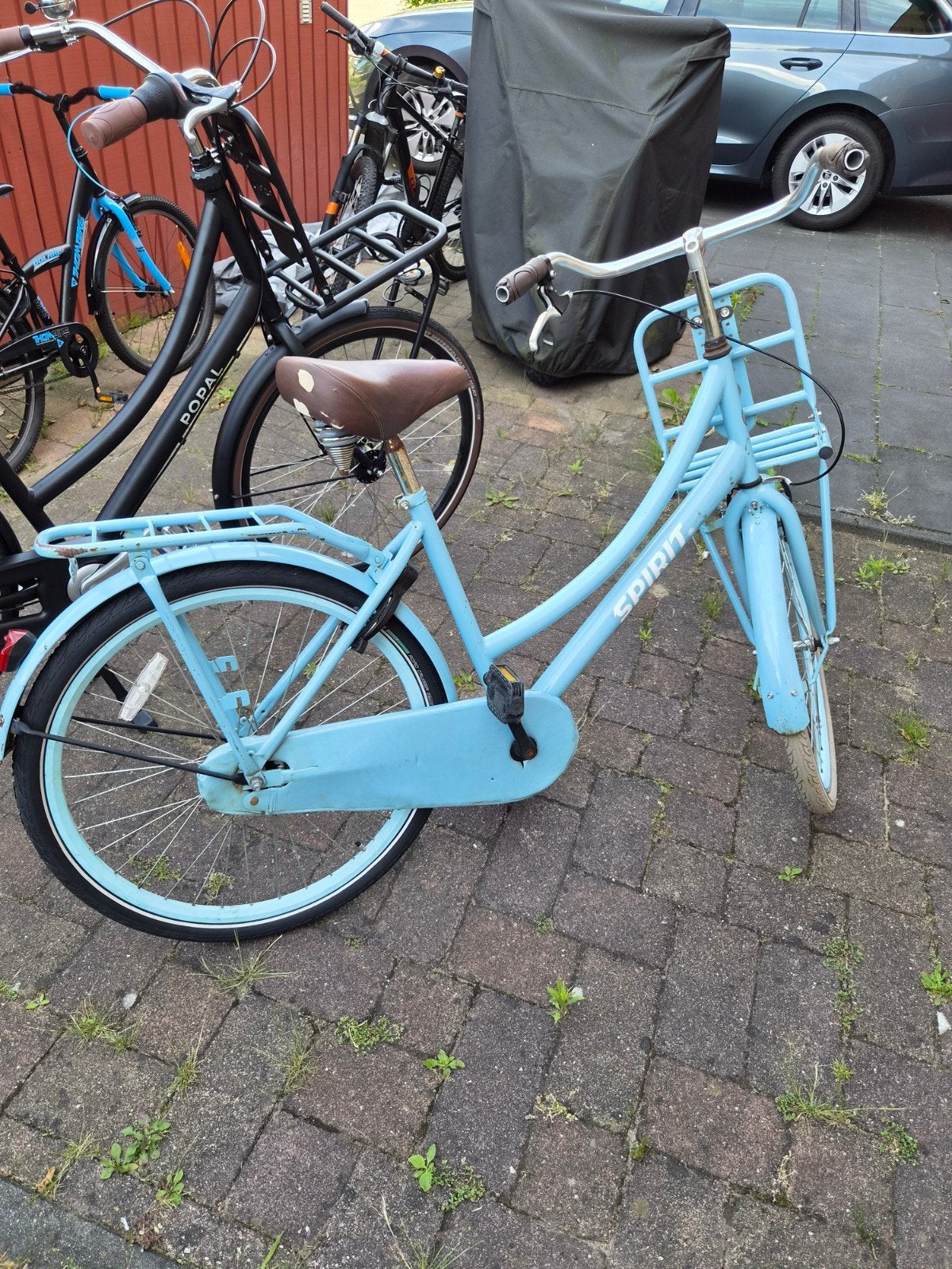 Spirit transportfiets damesfiets lichtblauw 26 inch, Fietsen en Brommers, Fietsen | Dames | Damesfietsen, Overige merken, Terugtraprem