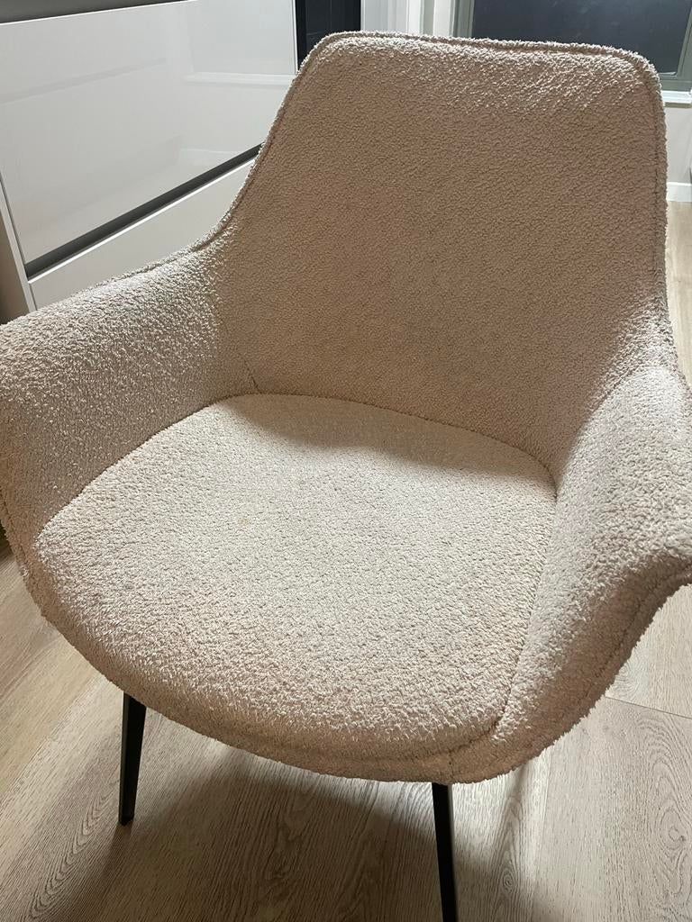 4 beige Dyyk eetkamerstoelen - vlekken te verwijderen, Gebruikt, Overige kleuren, Ophalen of Verzenden, Vier