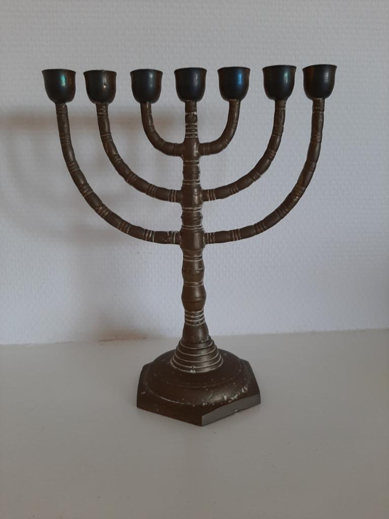 Menorah 7-armige Joodse kandelaar, Ophalen of Verzenden, Koper of Brons