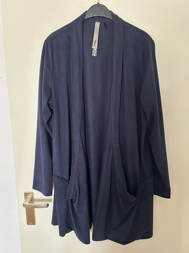 Poools suedine jasjeD.blauw maat 44-46 als nieuw, Ophalen of Verzenden, Zo goed als nieuw, Maat 46/48 (XL) of groter, Blauw
