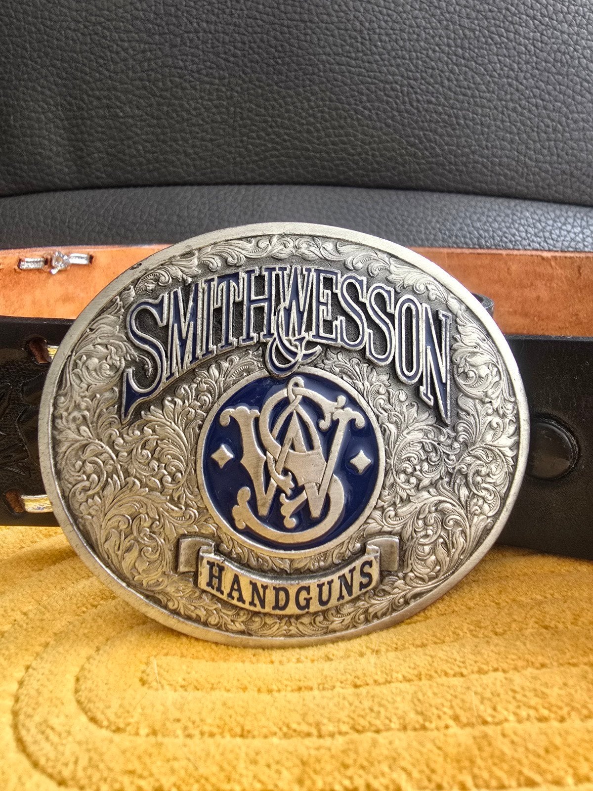 Smith & Wesson Riem met USA Adelaar en Gesp, Smith & Wesson, Riem of Ceintuur, Gedragen, Echt leder