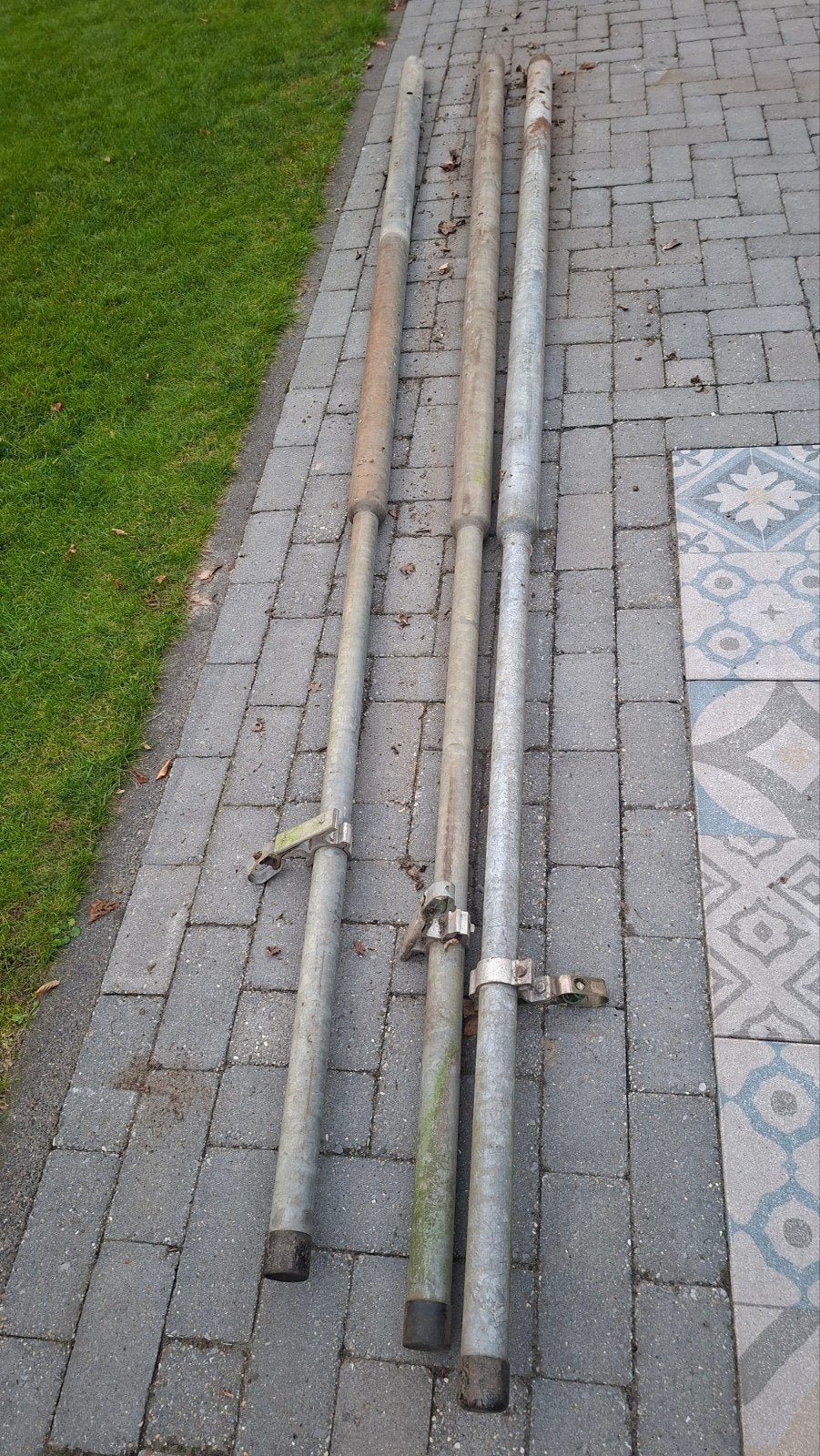 3 Gegalvaniseerde Palen 3,5m met Klemmen, Ophalen, Gebruikt, 250 cm of meer, Palen