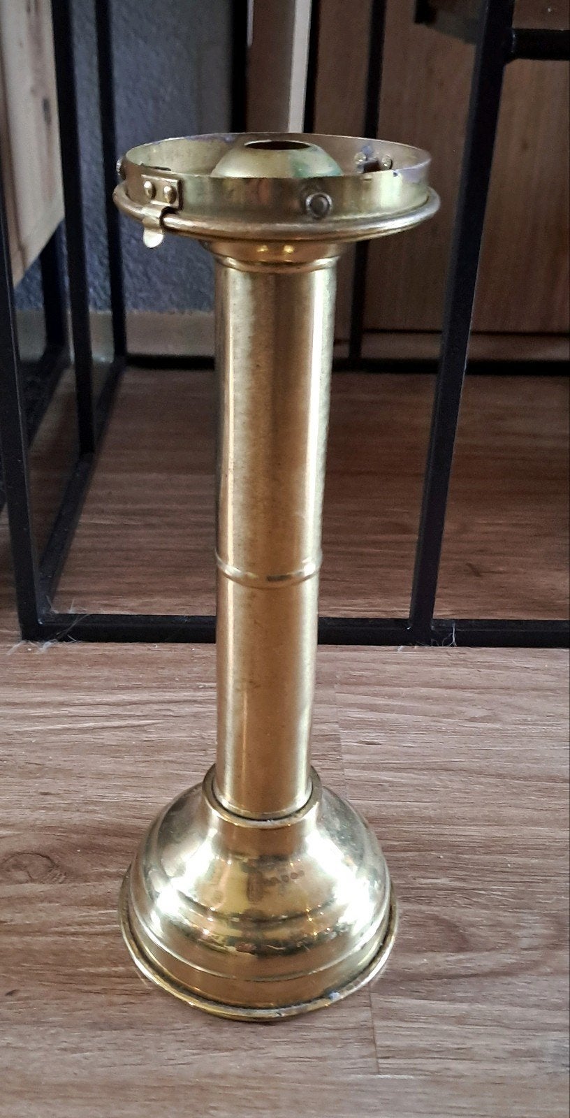 Vintage messing lampvoet/houder - 24 cm, Ophalen of Verzenden