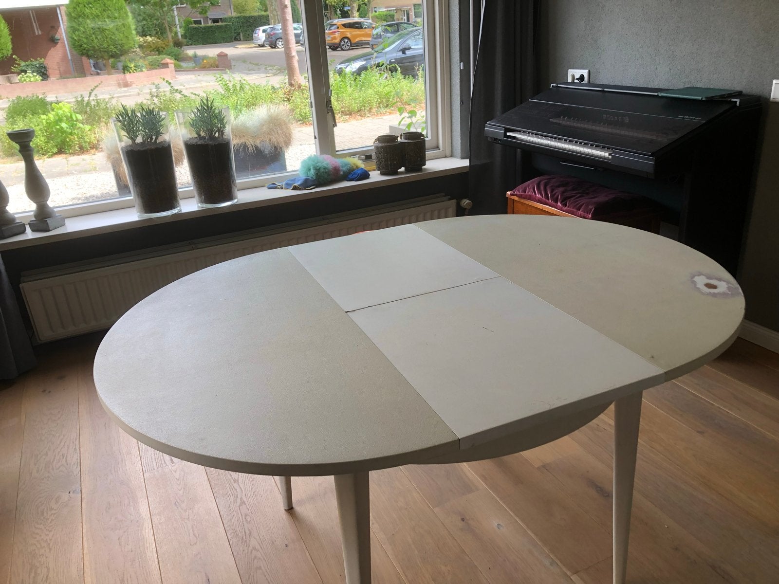 Uitschuifbare eettafel - rond - Gebruikt, Huis en Inrichting, Tafels | Eettafels, Ophalen, Gebruikt, 100 tot 150 cm, Vier personen