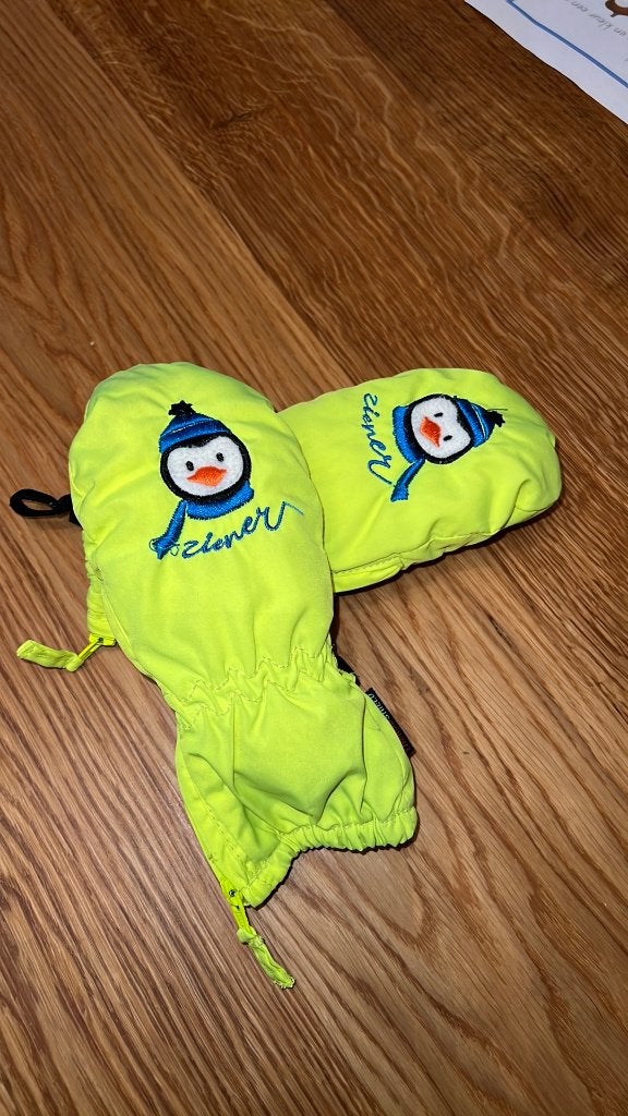Ziener kinderwanten maat 104/110 geel met penguins, Ophalen of Verzenden, Ziener, Jongen of Meisje, Overige typen
