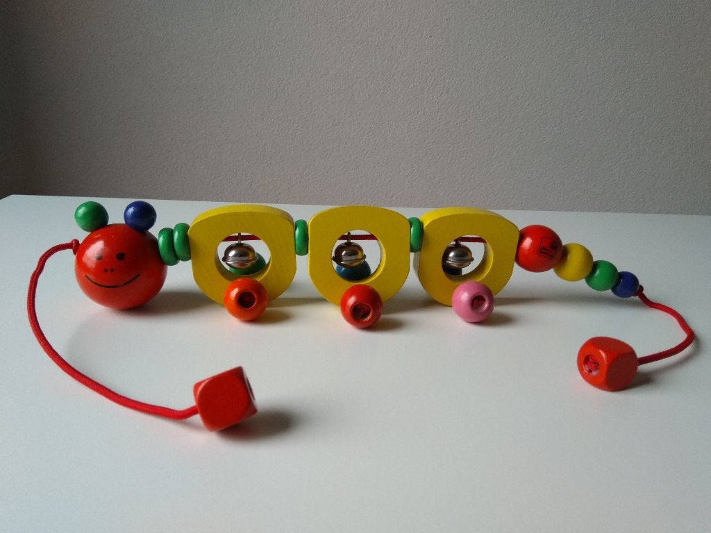 houten trekdier rups Selecta Spielzeug, Ophalen of Verzenden, Zo goed als nieuw, Duw- of Trekspeelgoed