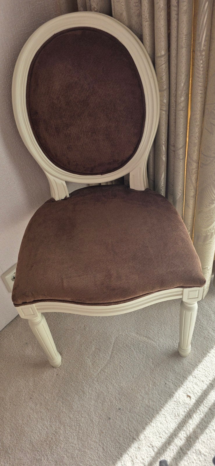 Elegante barok stoel met bruine bekleding, Ophalen