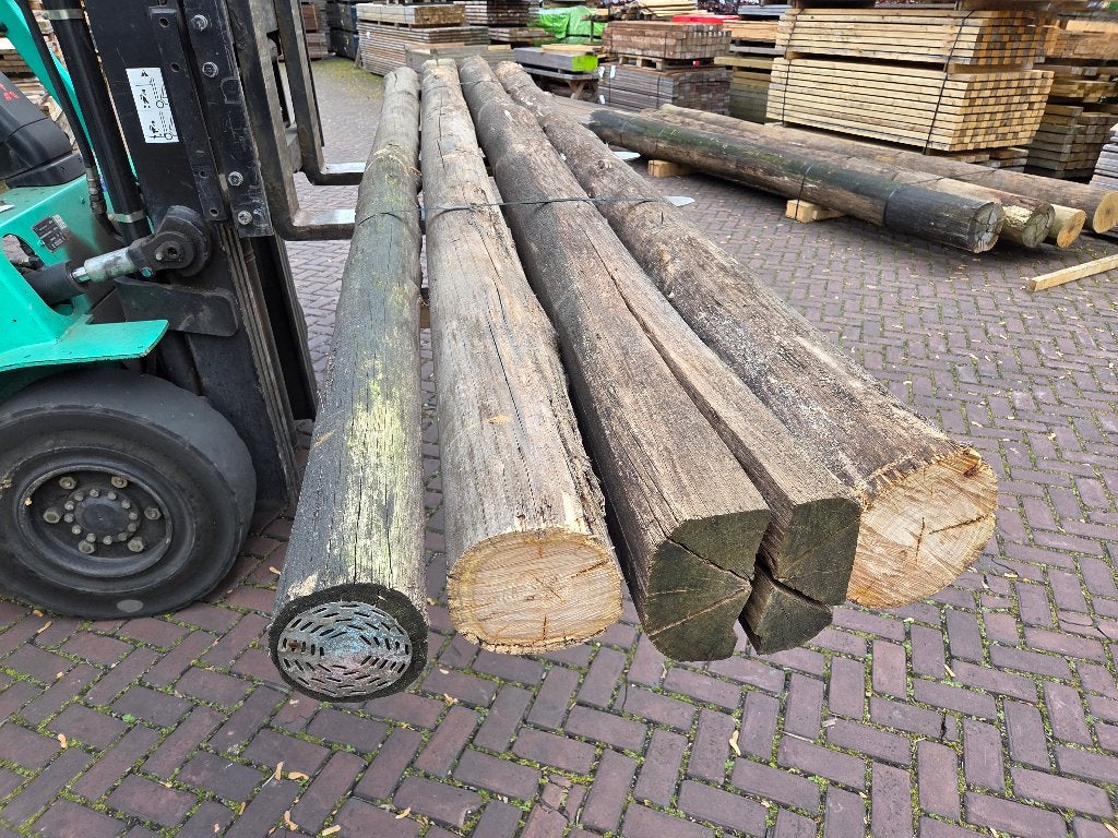 Gebruikte hardhouten ronde palen onbehandeld - nr: HB428, Tuin en Terras, Ophalen, Gebruikt, 250 cm of meer, Palen