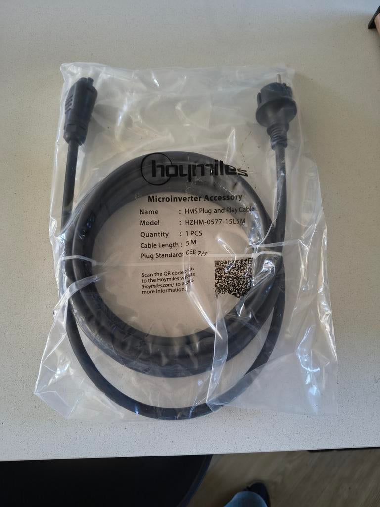 Hoymiles HMS Plug and Play Kabel - 5M CEE 7/7, Ophalen of Verzenden
