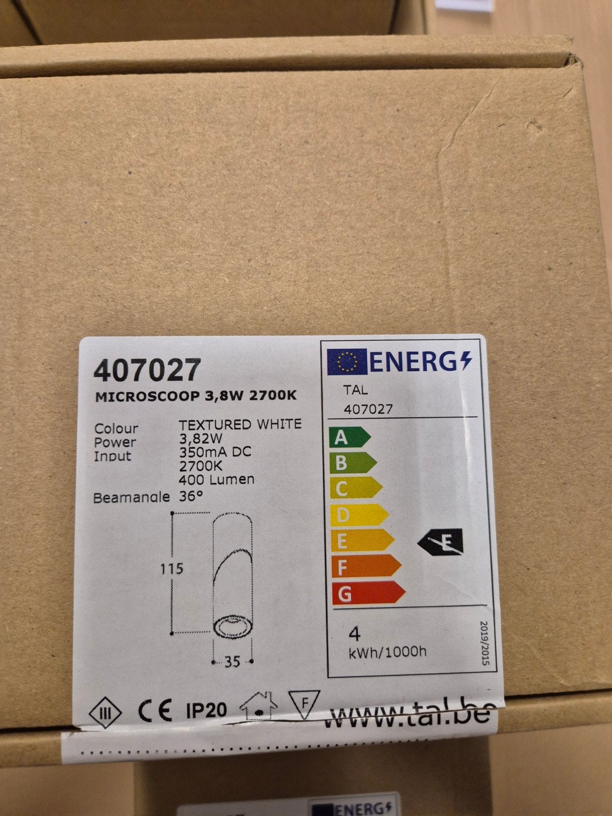 TAL Microscoop 3,8W 2700K LED spot, Textured White 7 stuks, Dimbaar, Ophalen of Verzenden, Nieuw, Wit